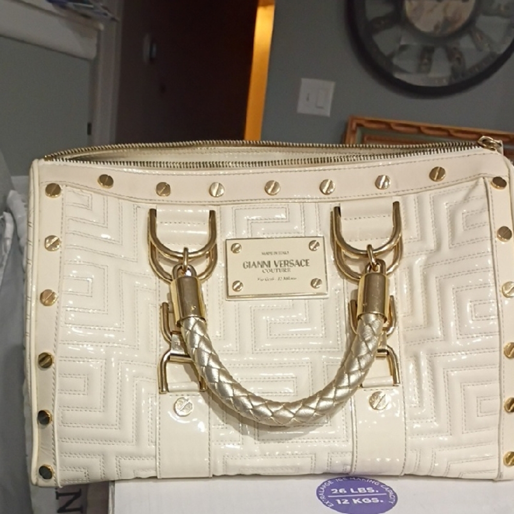 Versace Cream and Gold Satchel